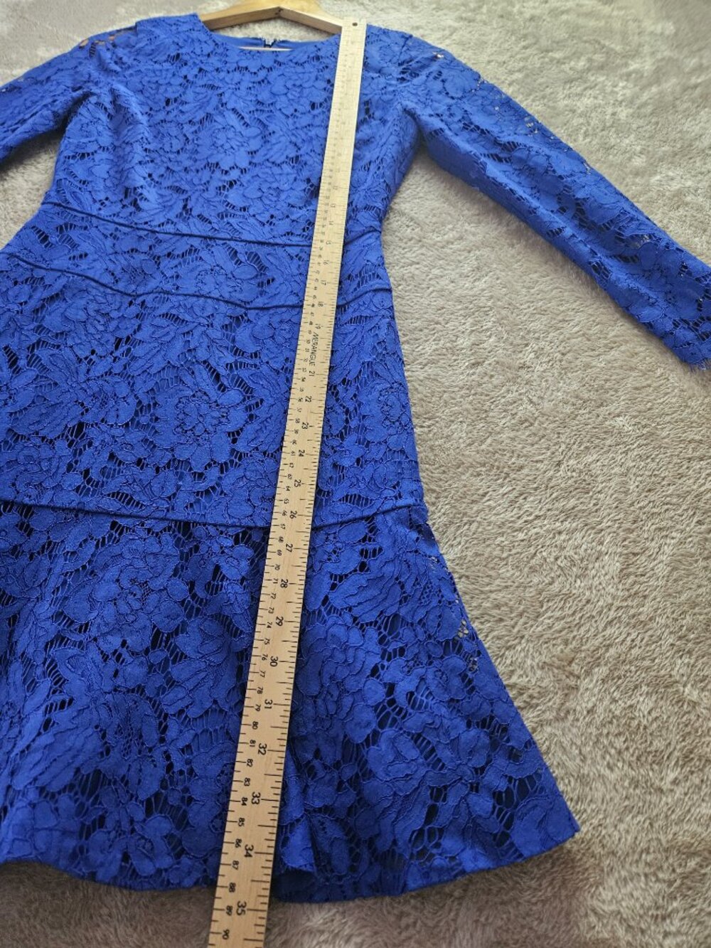 J.Crew Floral Lace Dress Cocktail Night Out Long Sleeves Cobalt Blue Size 0 - Picture 8 of 9